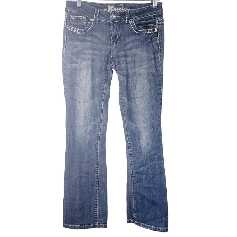 miss chic Women's Bootcut Embroidered Rhinestone Pockets Denim  jeans Size 5